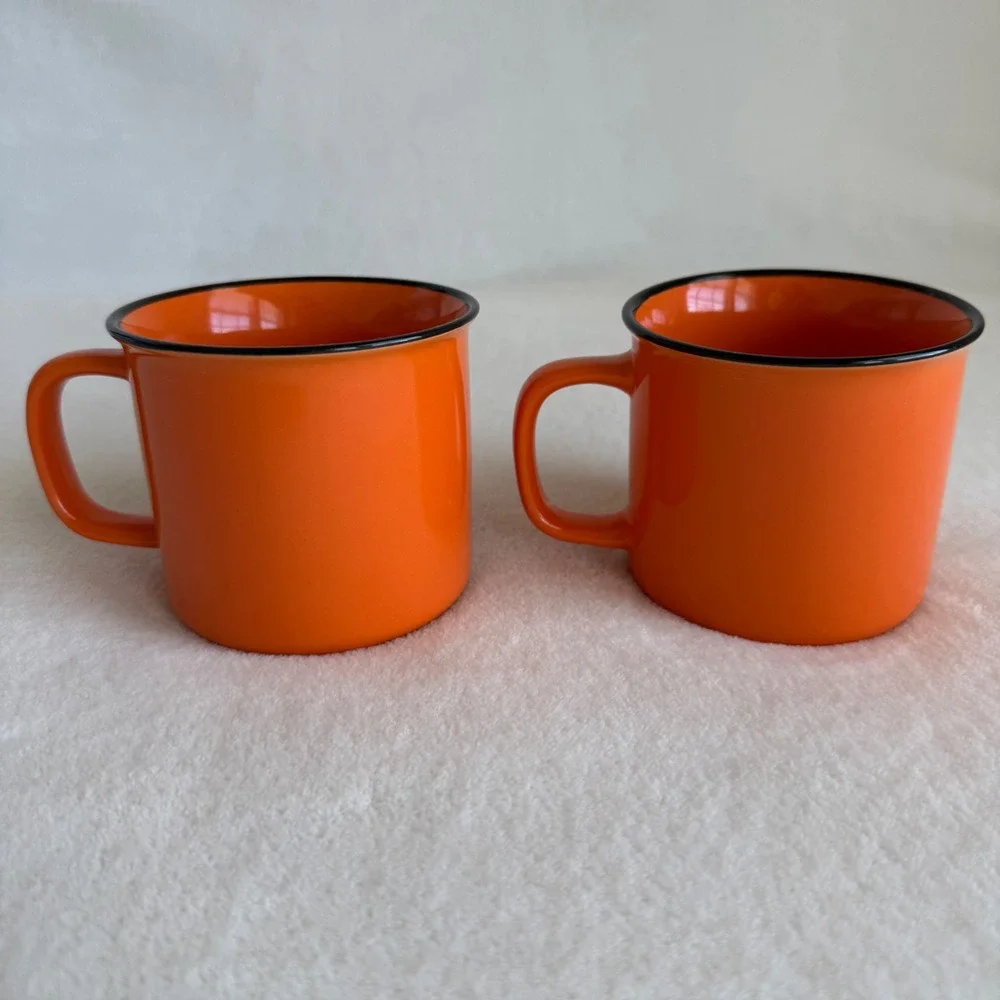 Set of 2 BULLEIT Whiskey Bourbon Ceramic Orange Mug‎ Cups Coffee Hot Toddy Cup